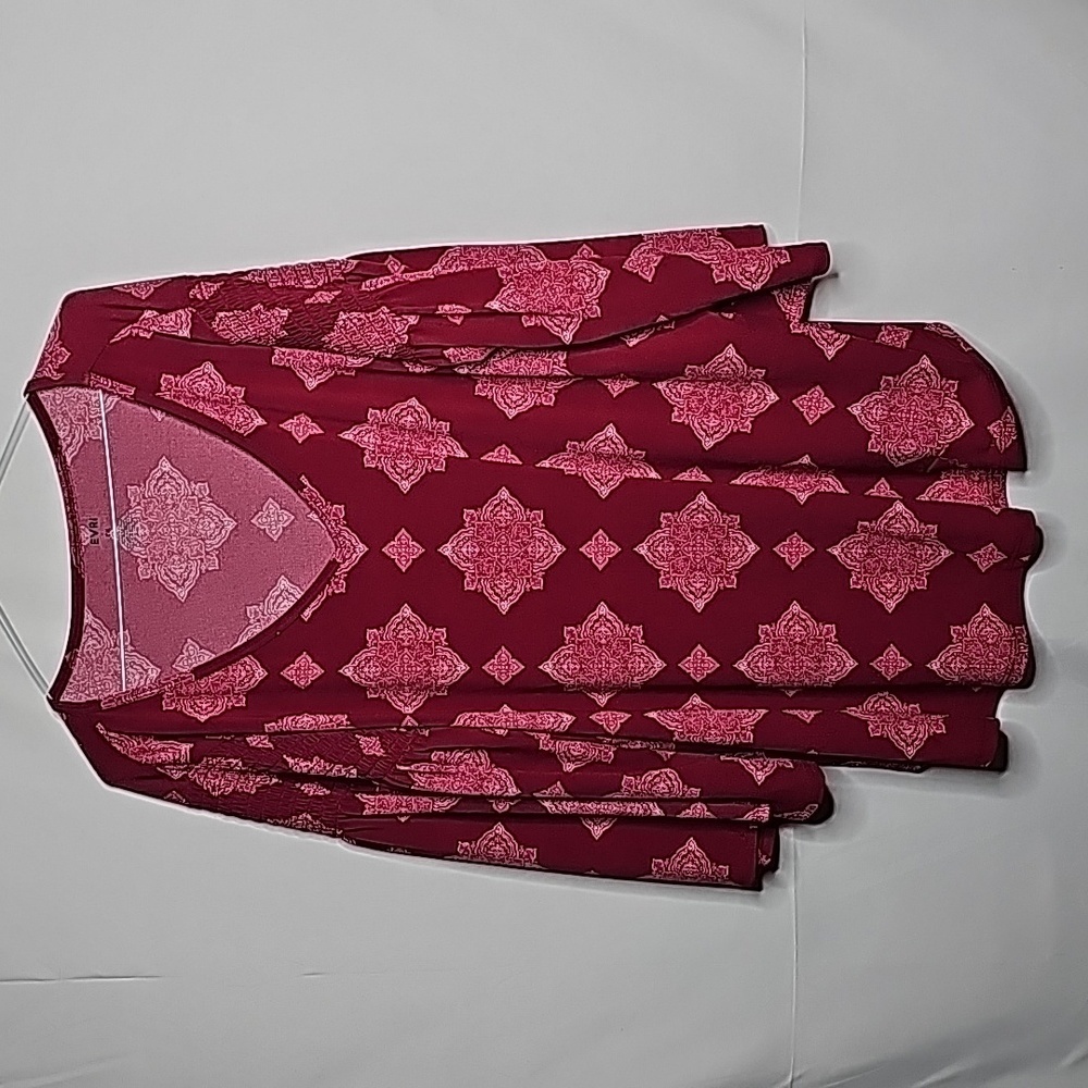 EVRI vneck Dolman geometric tunic elastic upper arm bell sleeve blouse top sz 2X